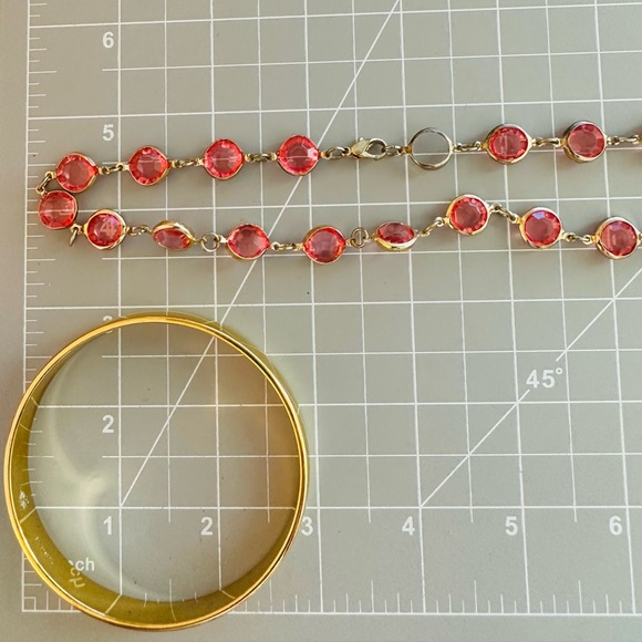 Vintage Monet XL Bracelet & Pink Bezel Necklace - Picture 10 of 13